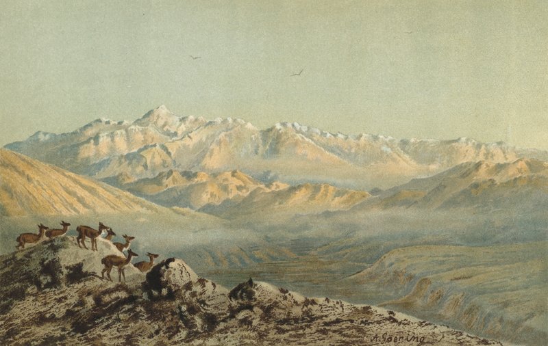 Aconcaguan vuoristo Argentiinan ja Chilen rajalla Andeilla tekijältä Christian Anton Goering