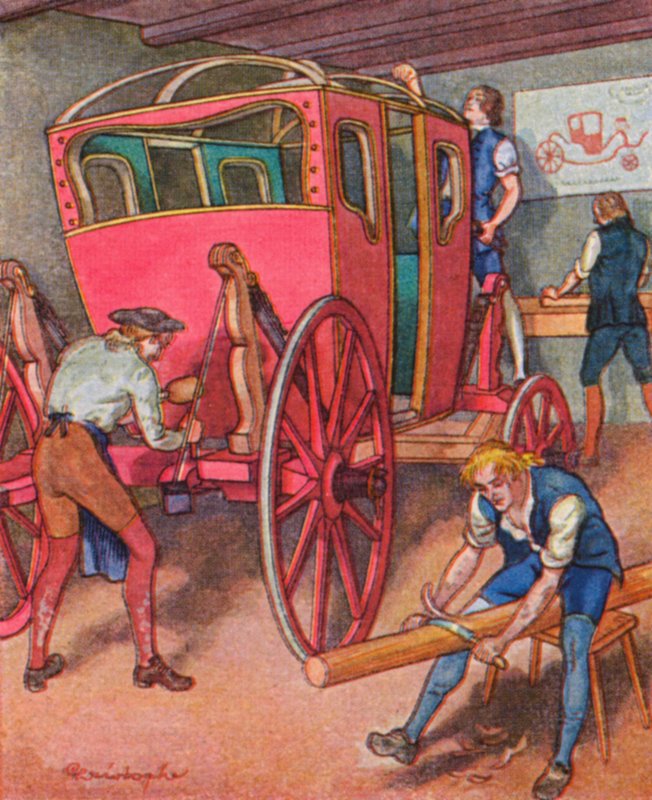 Stellmacherei / Wheelwright (värilitro) tekijältä Christophe (1856 1945)
