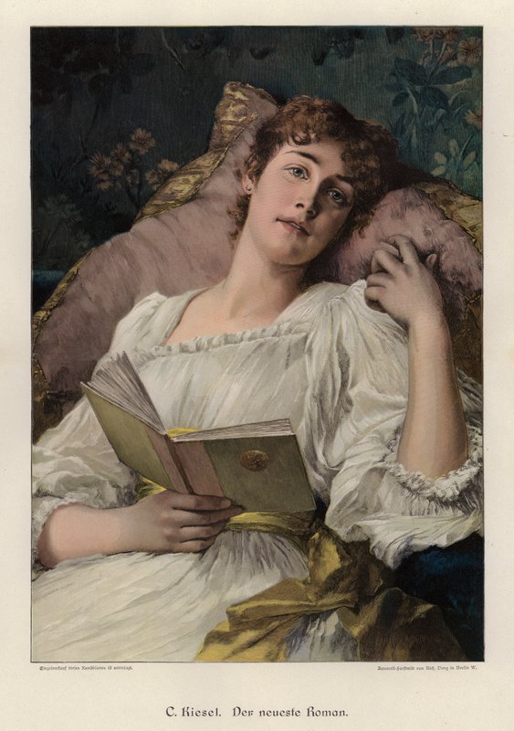 Uusin romaani (värillinen kaiverrus) tekijältä Conrad Kiesel