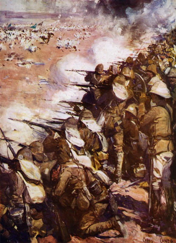 Omdurmanin taistelu (väri litho) tekijältä Cyrus Cuneo