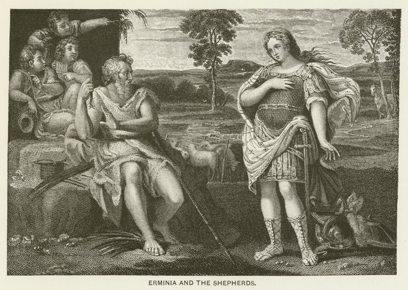 Erminia ja paimenet tekijältä Domenichino
