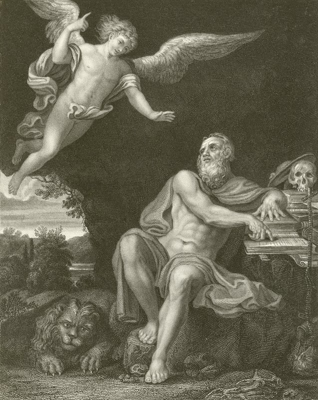 Pyhä Hieronymus ja enkeli tekijältä Domenichino