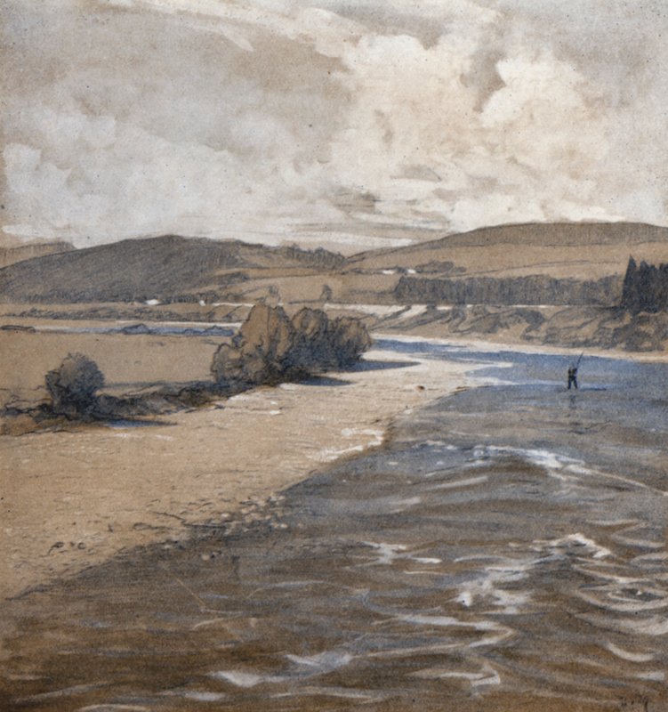 The Dee at Aboyne (väri litho) tekijältä Donald (after) Maxwell