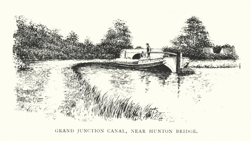Grand Junction Canal, lähellä Hunton Bridgeä (litografia). tekijältä Duncan Moul