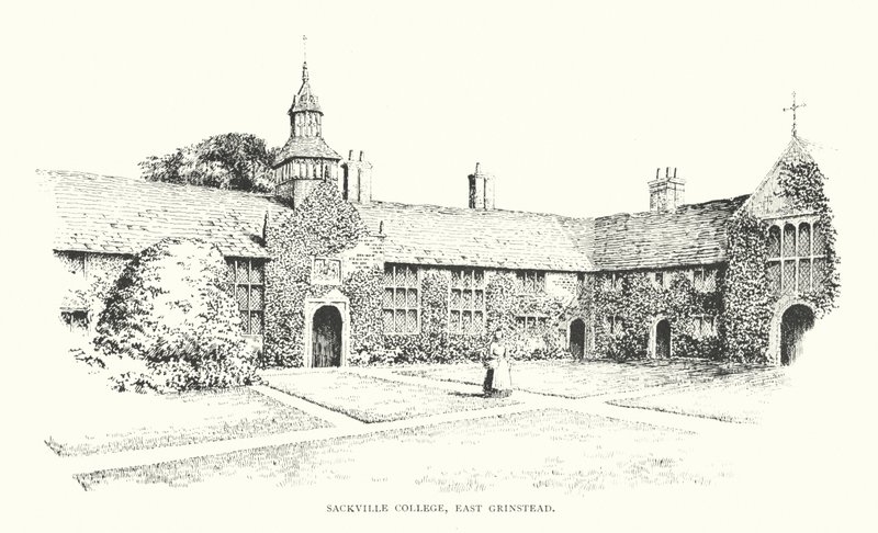 Sackville College, East Grinstead (litografia) tekijältä Duncan Moul