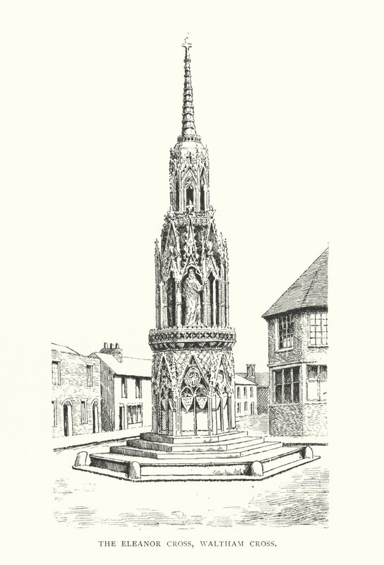 The Eleanor Cross, Waltham Cross (litografia). tekijältä Duncan Moul