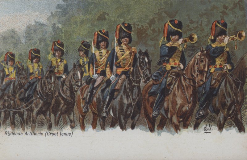 Hollannin armeijan hevostykistö (väri litho) tekijältä Dutch School