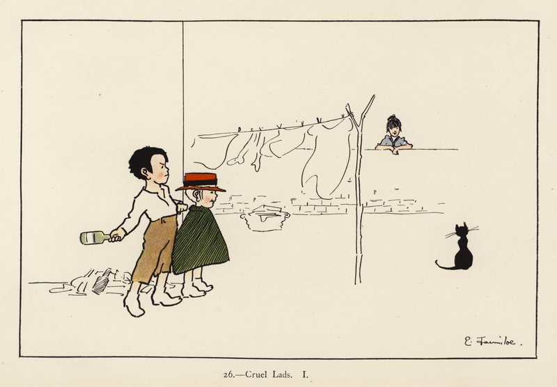 Cruel Lads I (väri litho) tekijältä Edith Farmiloe