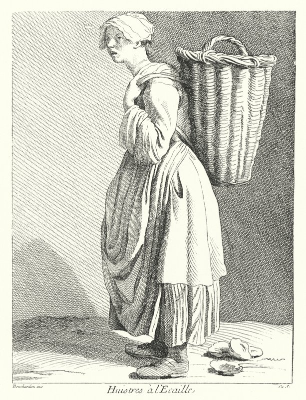 Oyster Seller (kaiverrus) tekijältä Edmé (after) Bouchardon