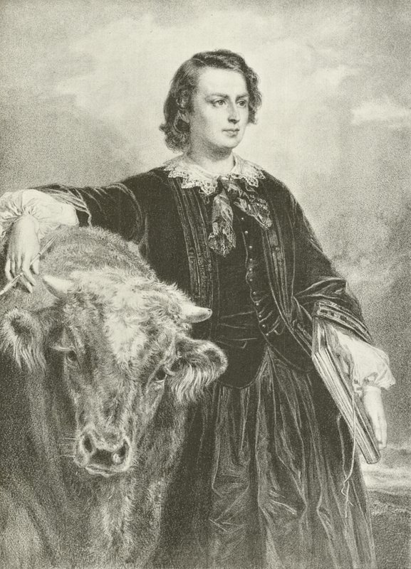 Rosa Bonheur, ranskalainen taiteilija (kaiverrus) tekijältä Edouard Louis Dubufe