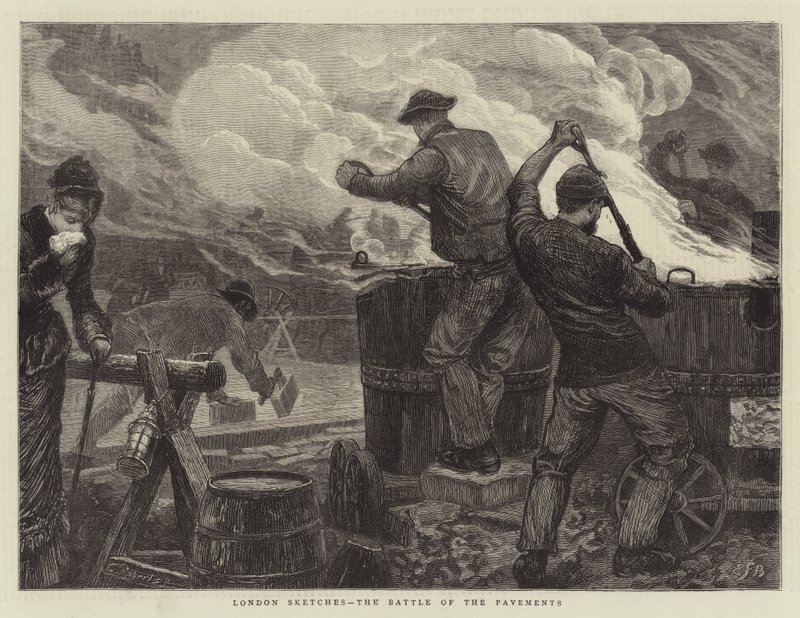 Lontoon luonnokset, jalkakäytävän taistelu tekijältä Edward Frederick Brewtnall