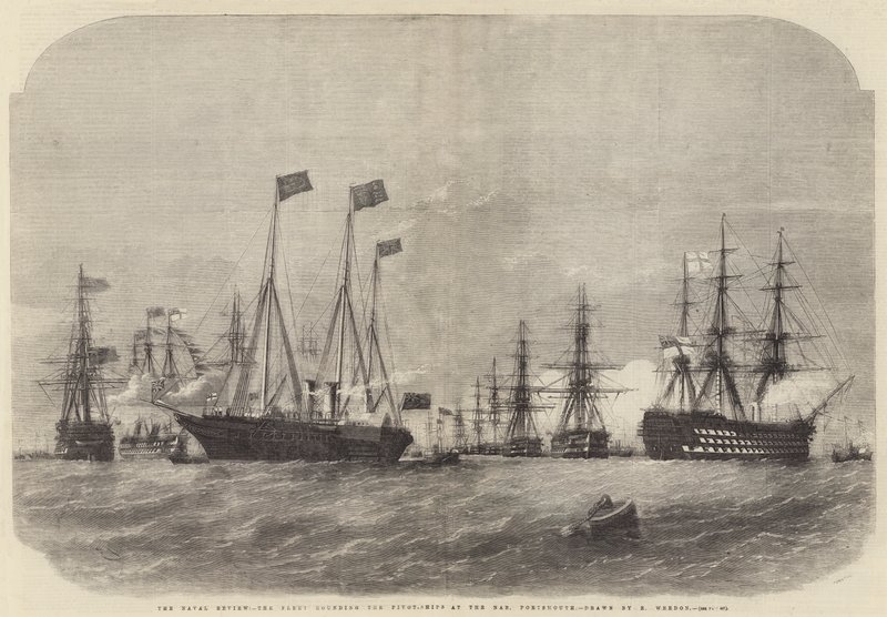 The Naval Review, laivasto kiertää Pivot-aluksia Nabissa, Portsmouthissa. tekijältä Edwin Weedon