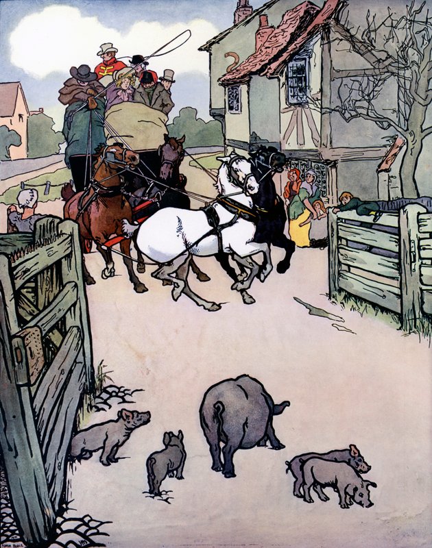 Ongelmia pyöreässä (väri litho) tekijältä Edwin Noble