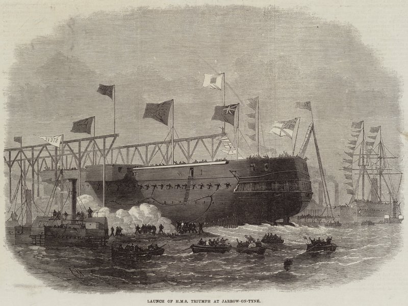 HMS Triumph lanseerattiin Jarrow-on-Tynessä tekijältä Edwin Weedon