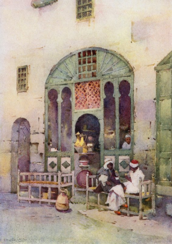Arab Cafe, Kairo (väri litho) tekijältä Ella Du Cane