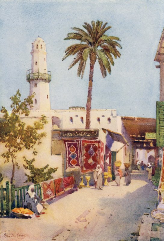 The Bazaar, Assuan (väri litho) tekijältä Ella Du Cane