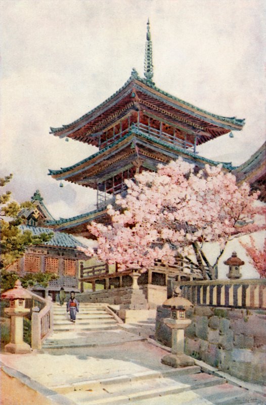 Pagoda, Kyomidzu (väri litho) tekijältä Ella Du Cane