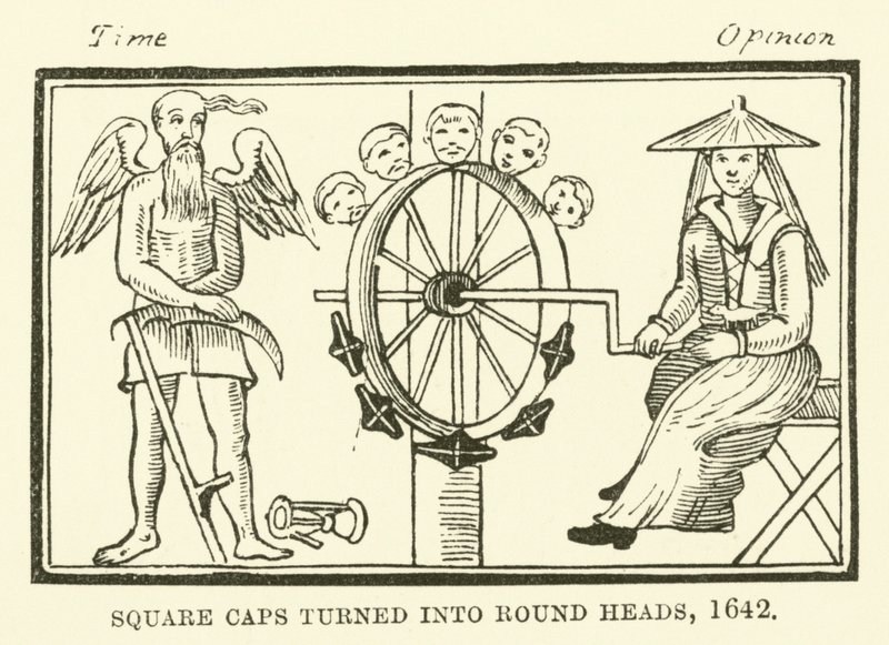 Neliömäiset lippalakit pyöreiksi päiksi, 1642 tekijältä English School