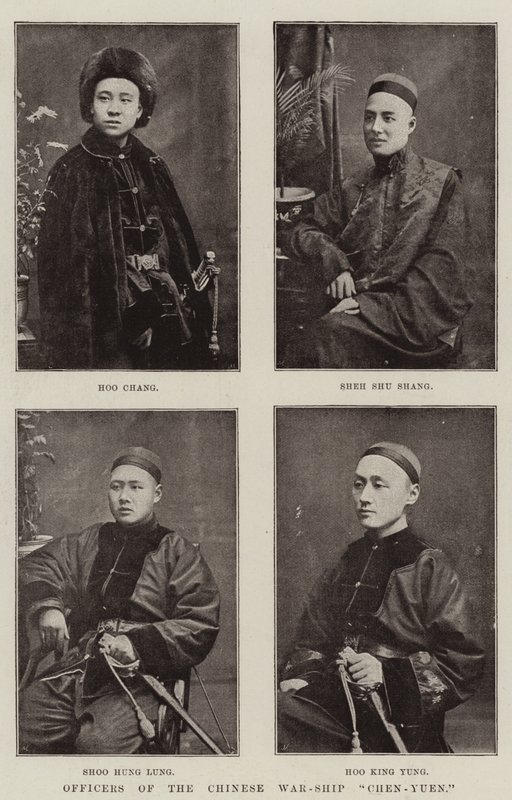 Kiinan sota-aluksen Chen-Yuen upseerit tekijältä English Photographer