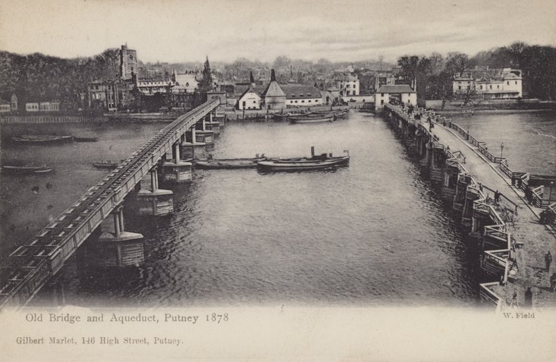 Vanha silta ja akvedukti, Putney, 1878 tekijältä English Photographer