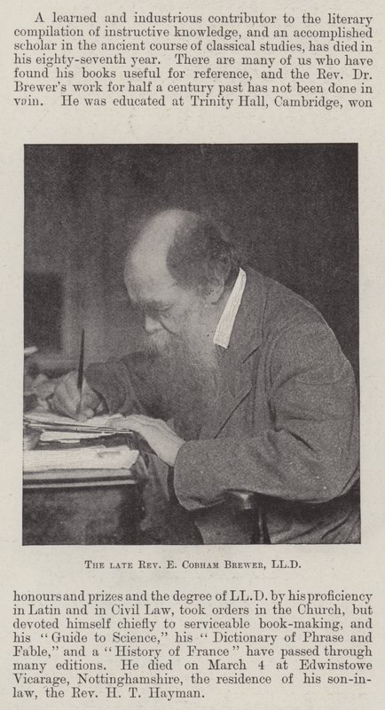 Edesmennyt pastori E Cobham Brewer, LLD tekijältä English Photographer