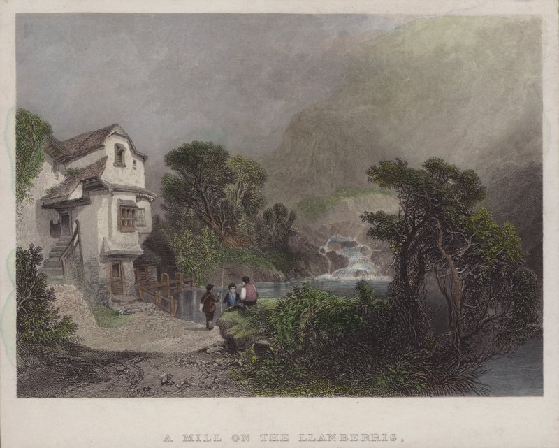 Mill on the Llanberris (värillinen kaiverrus) tekijältä English School