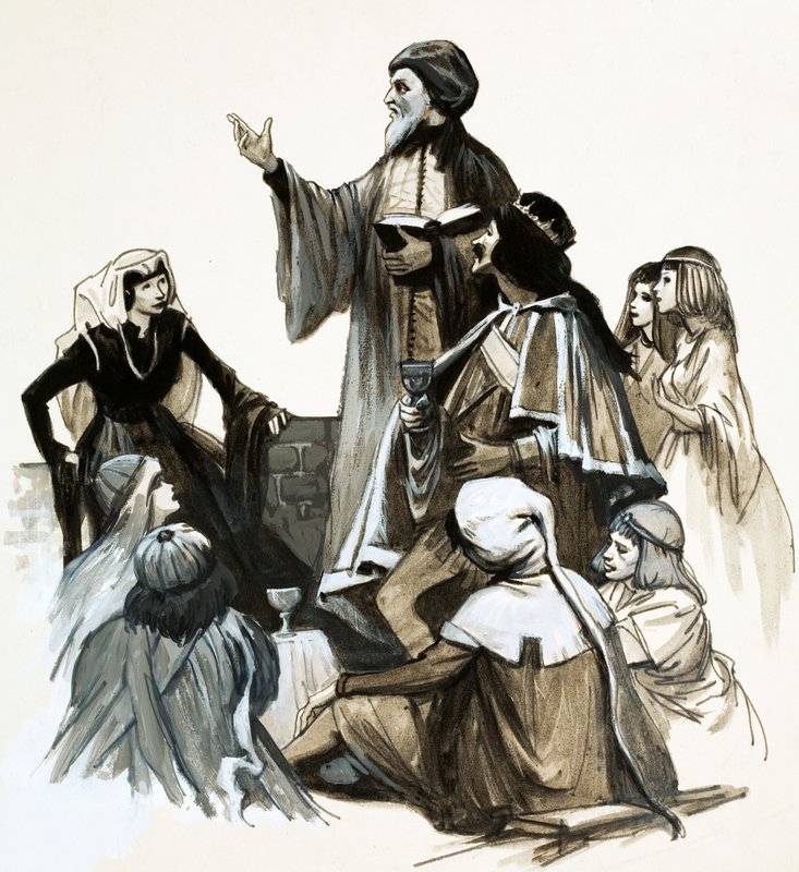 Chaucer lausumassa runoutta tekijältä English School