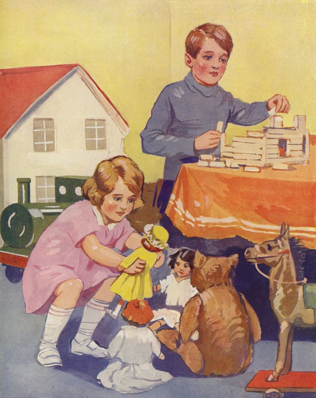 Lapset leikkivät (väri litho) tekijältä English School