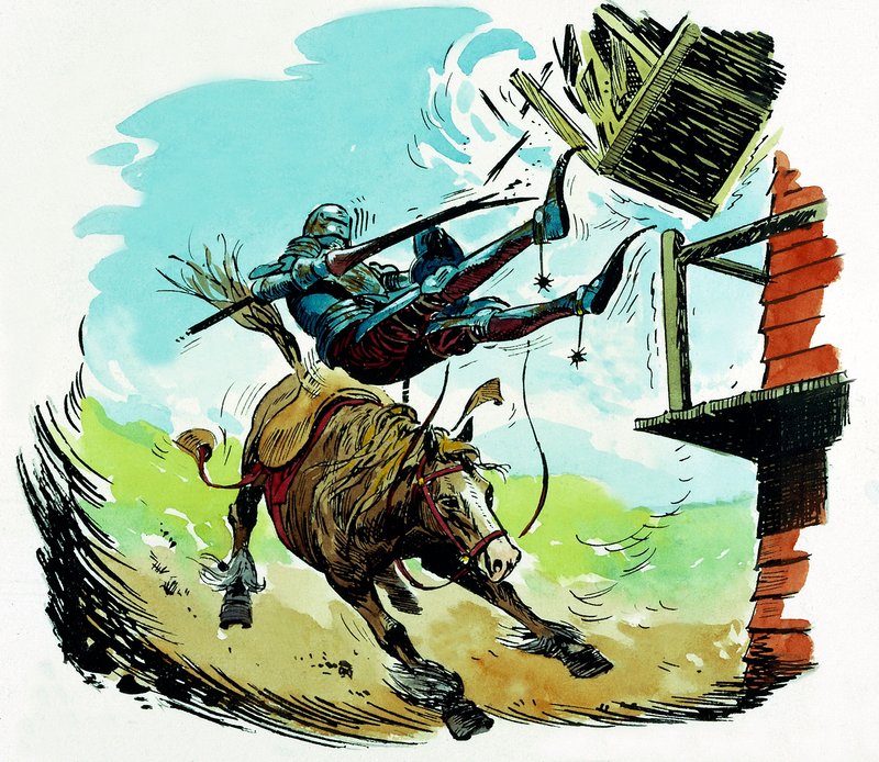 Don Quijote lataa tuulimyllyä tekijältä English School