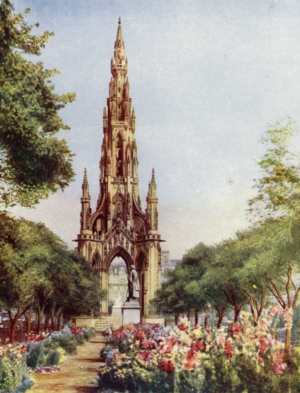 Edinburgh, Sir Walter Scottin monumentti (väri litho) tekijältä English School