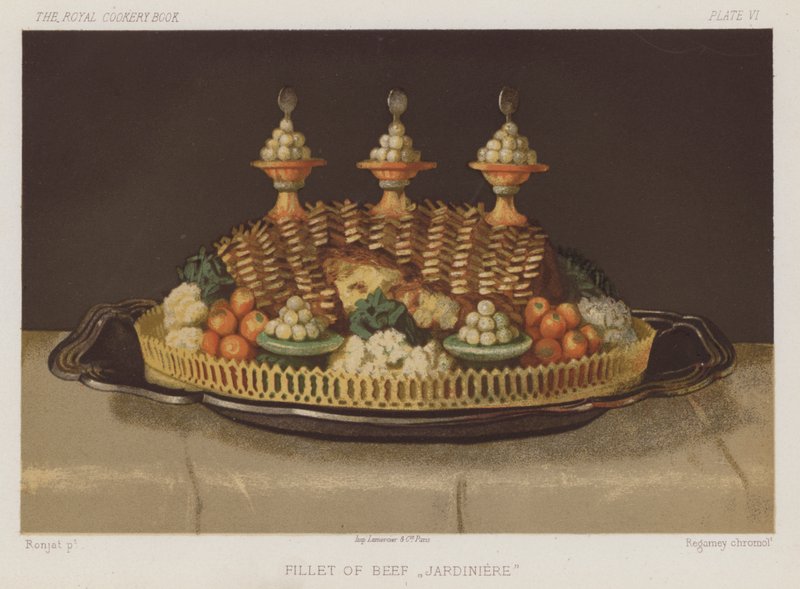 Naudan filee "Jardiniere" (chromolitho) tekijältä English School