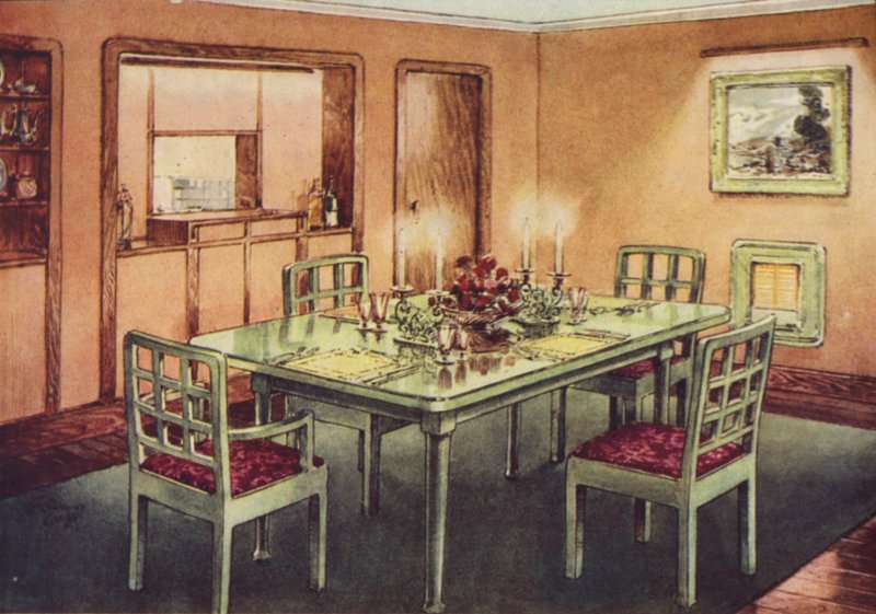 Muodollinen ruokasali (väri litho) tekijältä English School