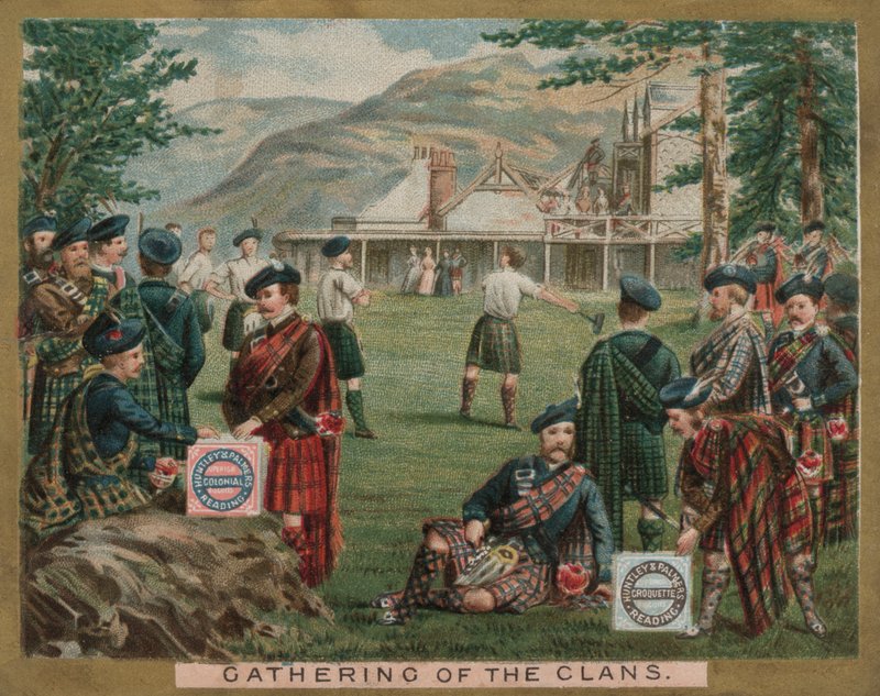 Klaanien kokoontuminen (chromolitho) tekijältä English School