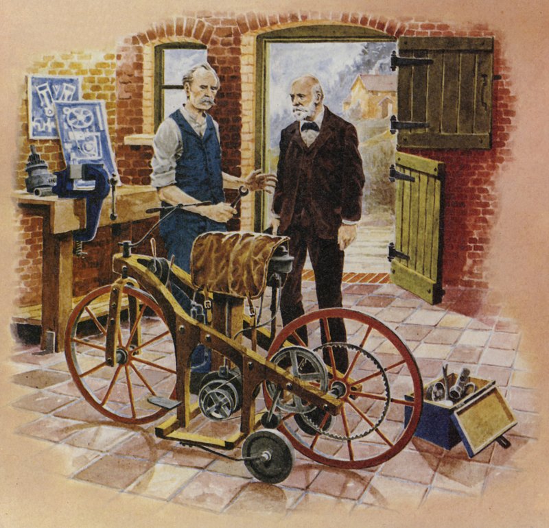 Gottlieb Daimler ja hänen ystävänsä Wilhelm Maybach tekijältä English School