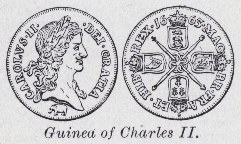 Kaarle II:n Guinea (litho) tekijältä English School
