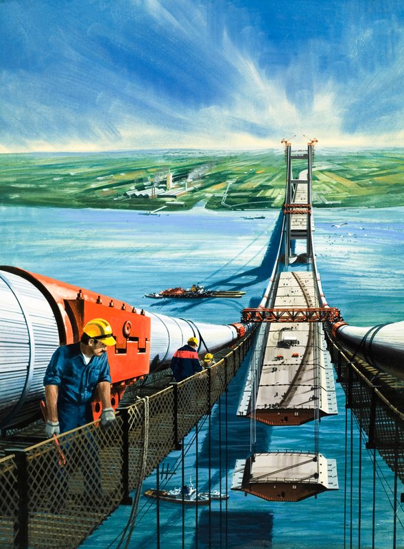Humber Estuary Bridge rakenteilla tekijältä English School