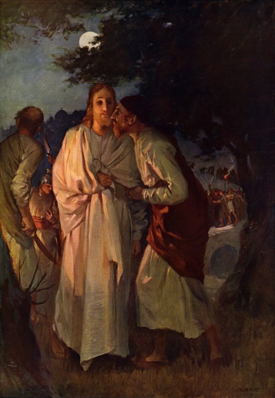 Jeesus ja Juudas (väri litho) tekijältä English School