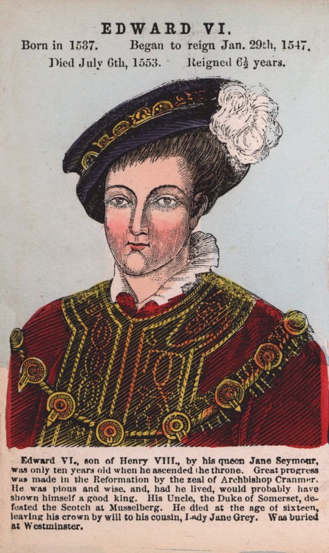 Kuningas Edward VI (värillinen kaiverrus) tekijältä English School