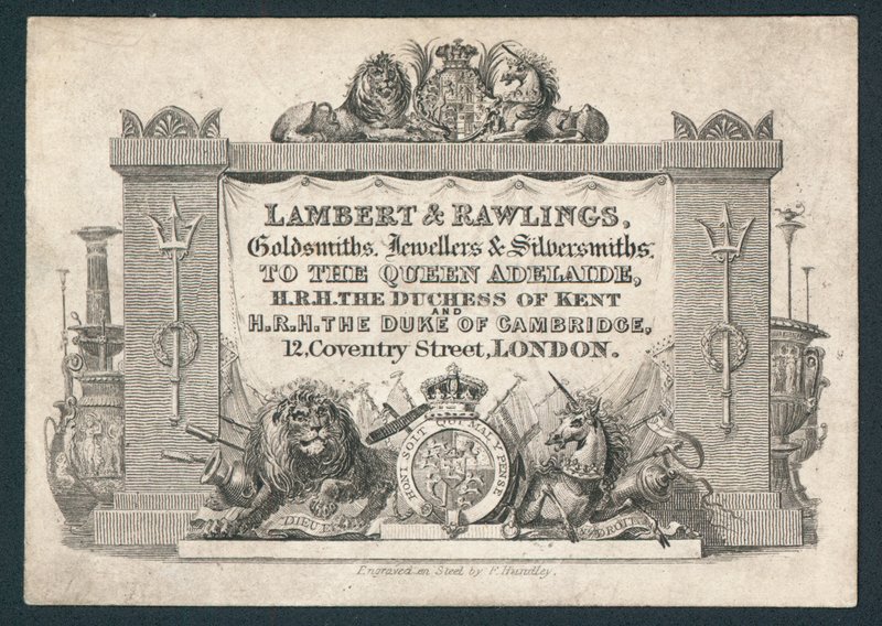 Lambert & Rawlings, kultasepät, jalokiviliikkeet ja hopeasepät, kauppakortti tekijältä English School