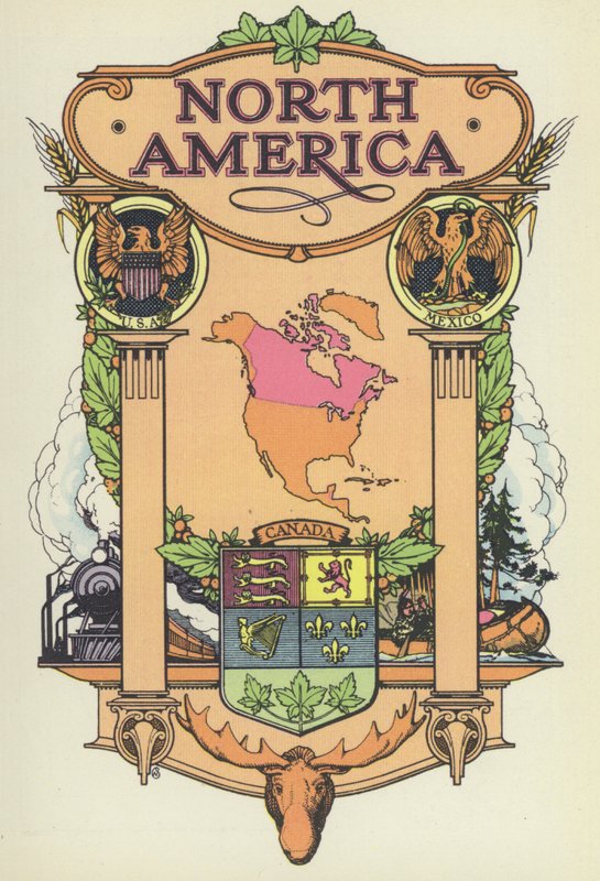 Pohjois-Amerikka (väri litho) tekijältä English School
