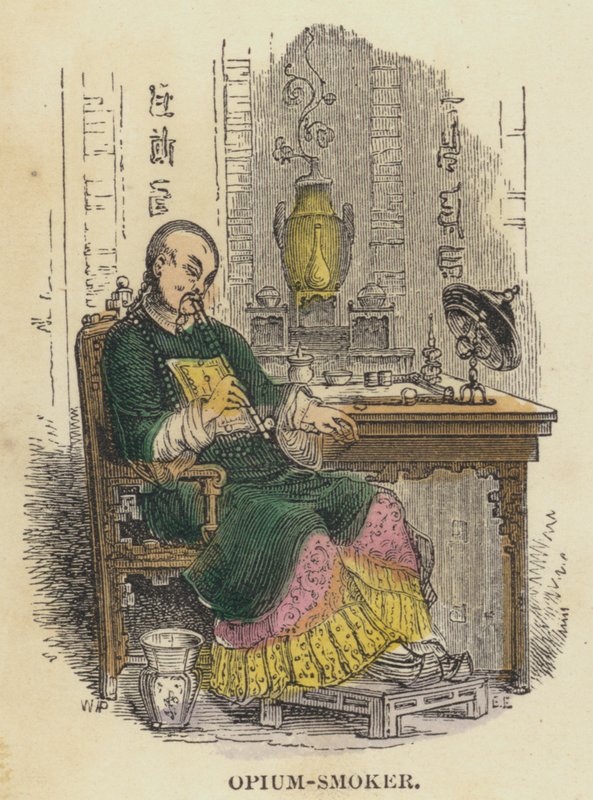 Opium-Smoker (värillinen kaiverrus) tekijältä English School