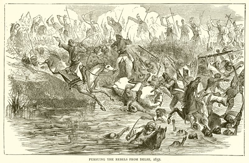 Jahtaa kapinallisia Delhistä, 1857 tekijältä English School