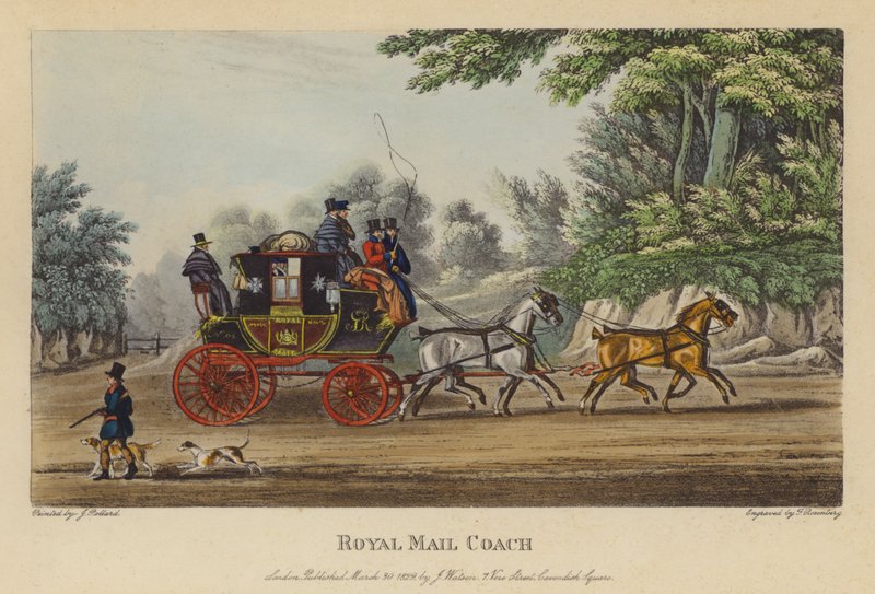 Royal Mail Coach (värillinen kaiverrus) tekijältä English School