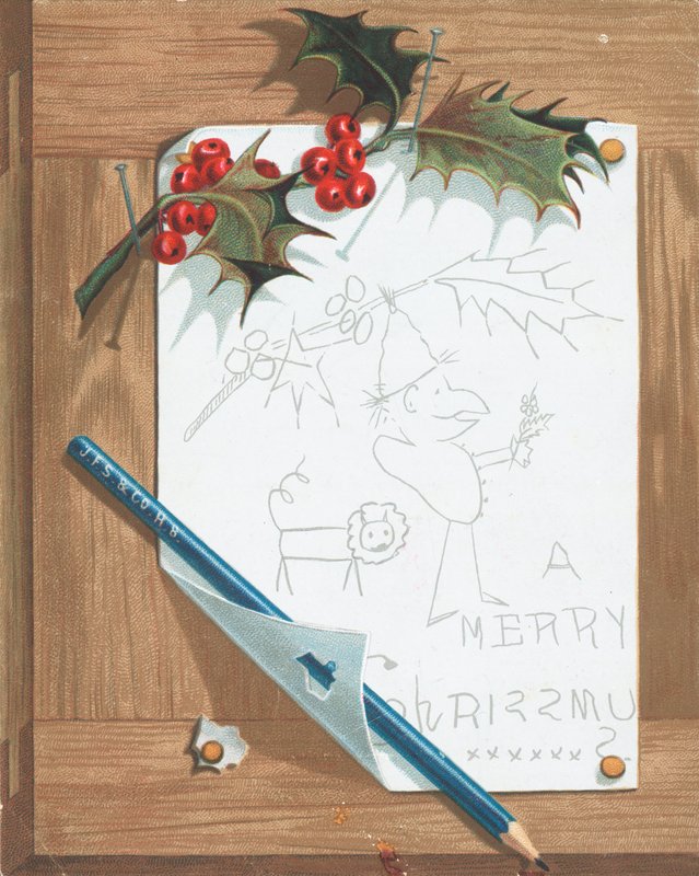 Piirros pinboardille, joulukortti tekijältä English School