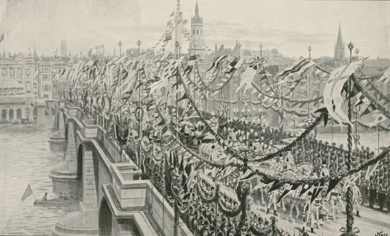 Diamond Jubilee Procession Crossing London Bridge tekijältä English School