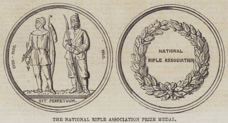 National Rifle Associationin palkintomitali (kaiverrus) tekijältä English School