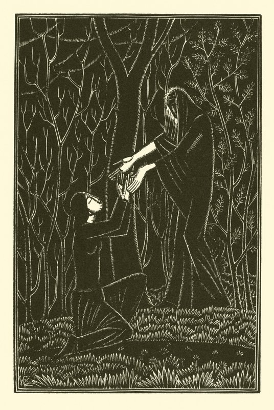 Kuolema ja nainen (litho) tekijältä Eric Gill