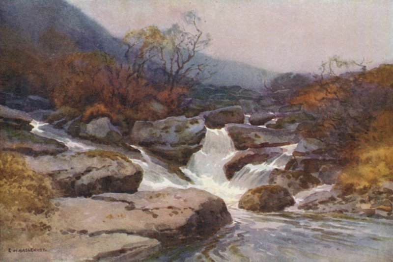 Dartmoor Stream (väri litho) tekijältä Ernest William Haslehust