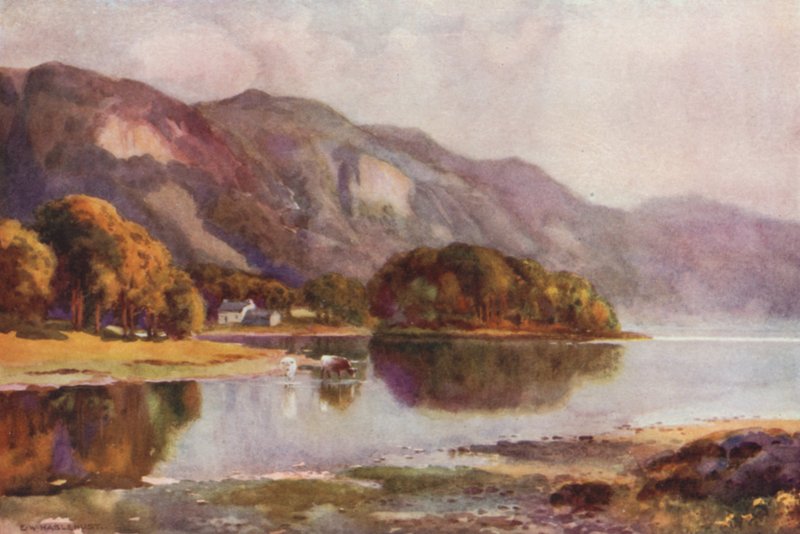 Derwentwater from Friars Crag (väri litho) tekijältä Ernest William Haslehust