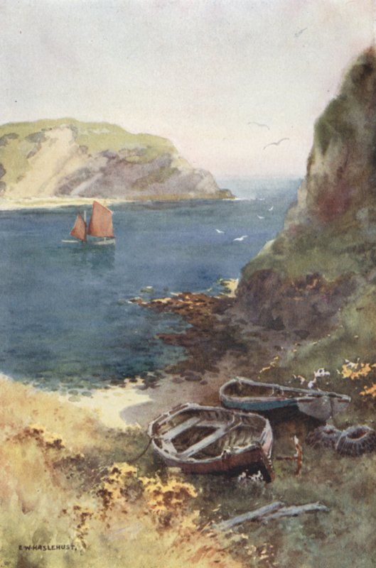 Lulworth Cove (väri litho) tekijältä Ernest William Haslehust